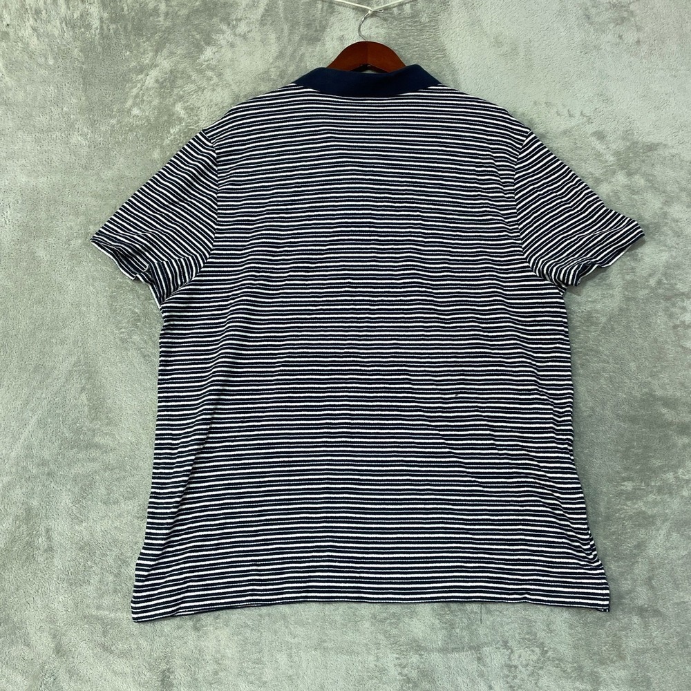NWOT Michael Kors Polo Shirt Men's XXL Blue Cotton Silk Blend Striped Casual - Picture 2 of 8